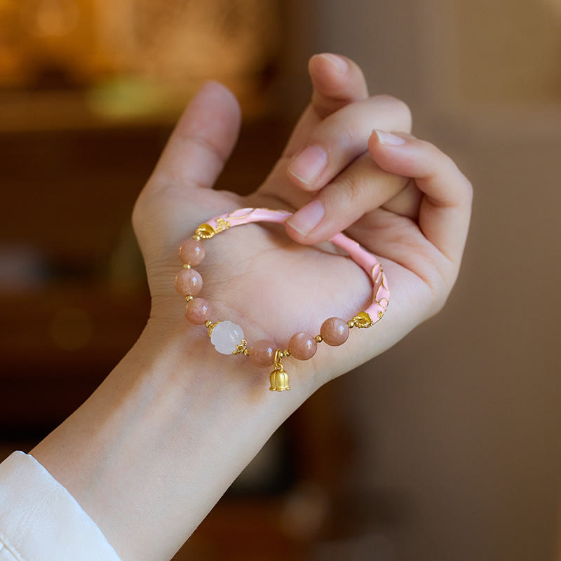 Sonnenstein & Goldene Seide Jade Positive Charm Armband