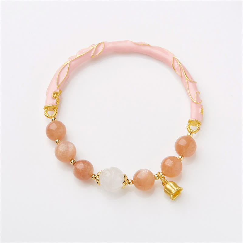 Sonnenstein & Goldene Seide Jade Positive Charm Armband
