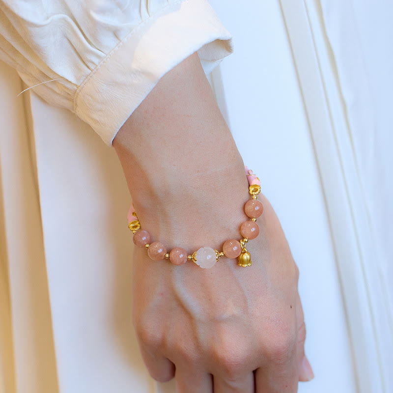 Sonnenstein & Goldene Seide Jade Positive Charm Armband