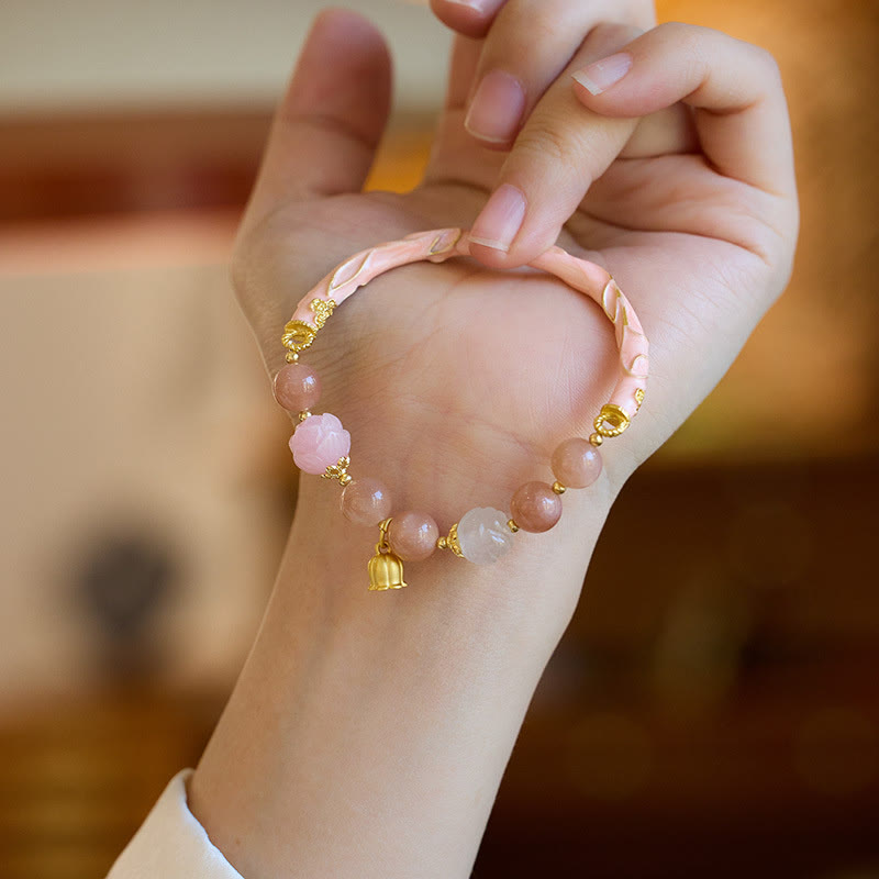 Sonnenstein & Goldene Seide Jade Positive Charm Armband