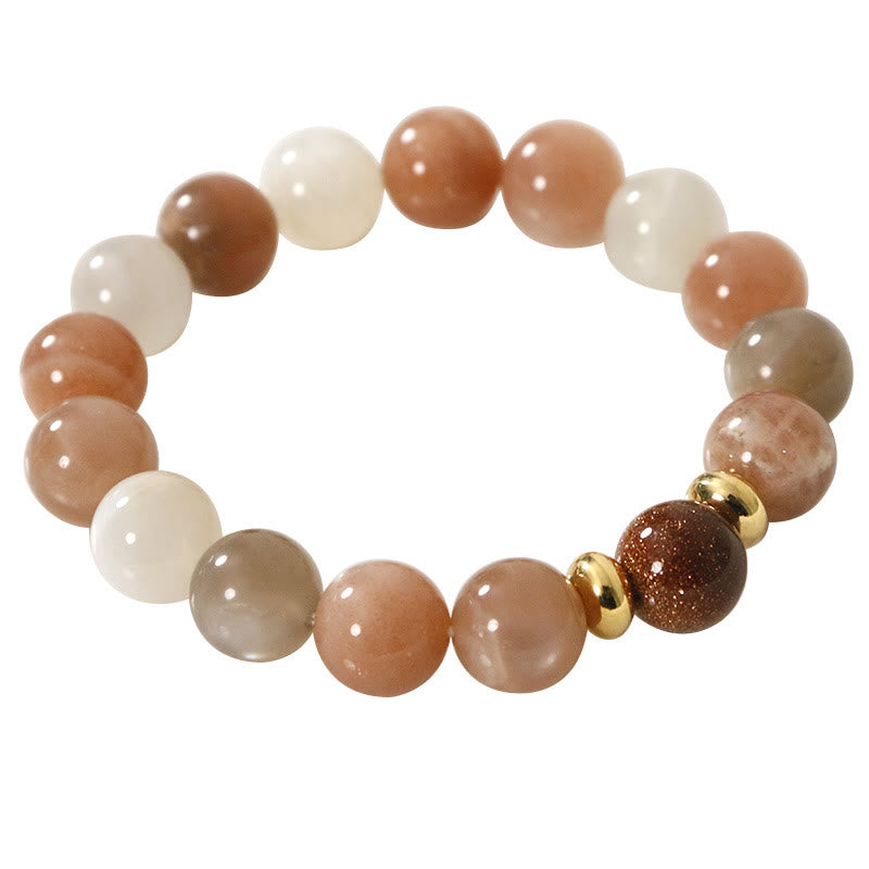 Spirituelles Armband aus Sonnenstein und Goldsandstein für Reichtum