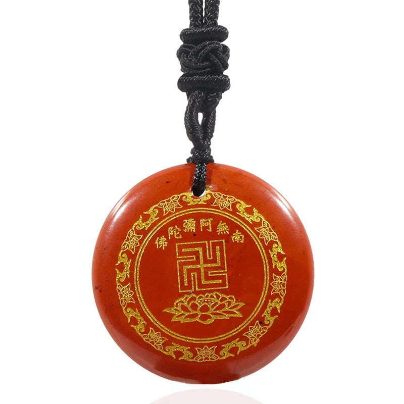 Swastika Lotus Muster Schwarz Obsidian Reinigung Halskette