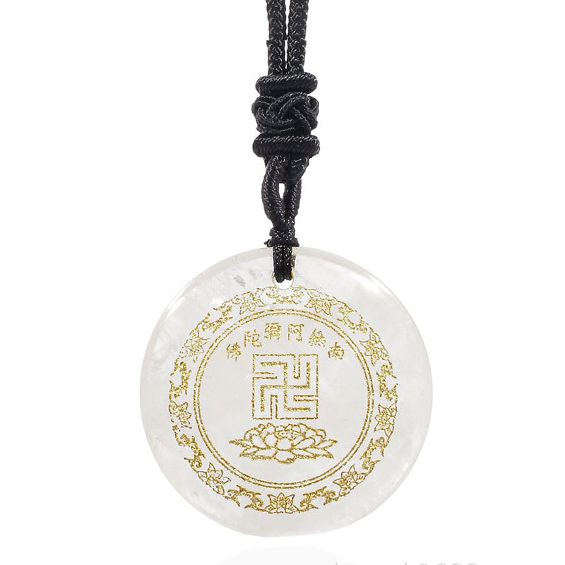 Swastika Lotus Muster Schwarz Obsidian Reinigung Halskette