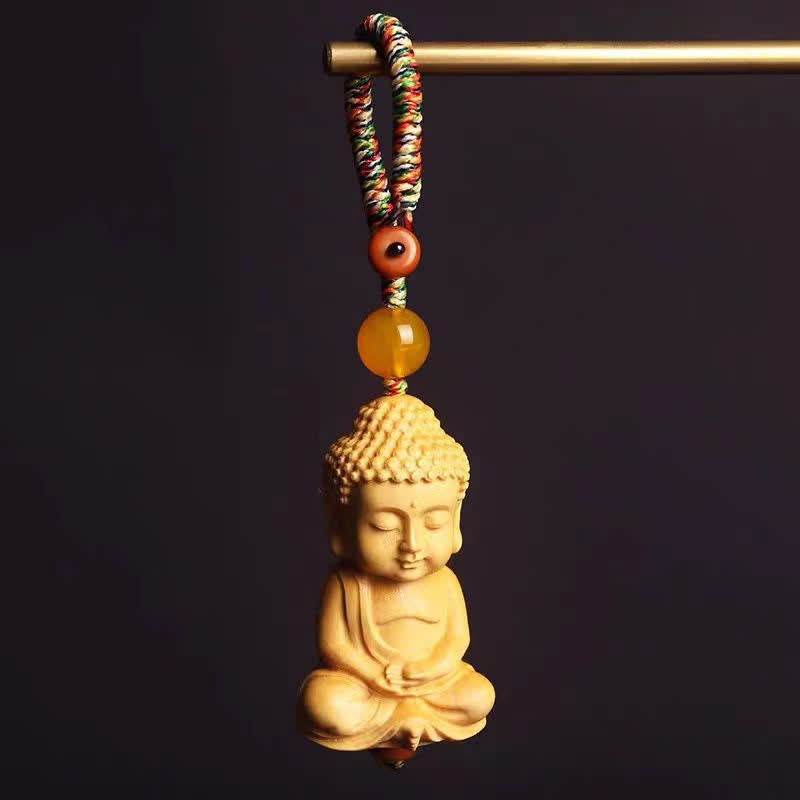 Tathagata Buddha Serenity Buchsbaum Spiritueller Schlüsselanhänger
