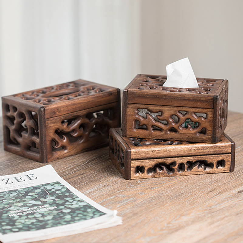 Teakholz Retro Zen Taschentuchbox 21x13,5x5,5cm | Vintage Dekor