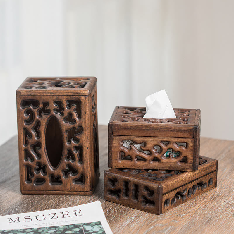 Teakholz Retro Zen Taschentuchbox 21x13,5x5,5cm | Vintage Dekor