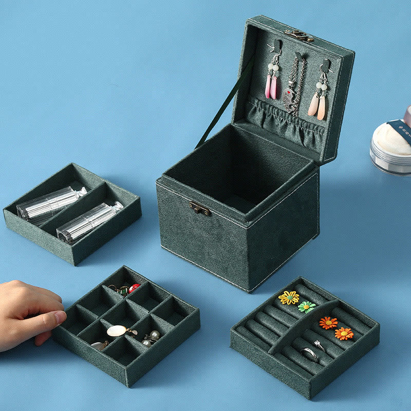 Dreilagiger Schmuckkästchen-Organizer aus Flanell | Zen Decor