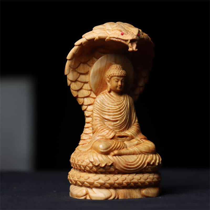 Thuja Sutchuenensis Holz Buddha Statue 12cm Schutz Dekoration