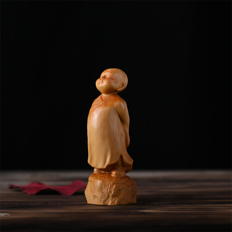 Thuja Sutchuenensis Holz stehende Mönch Statue 4cm optimistisch Dekor