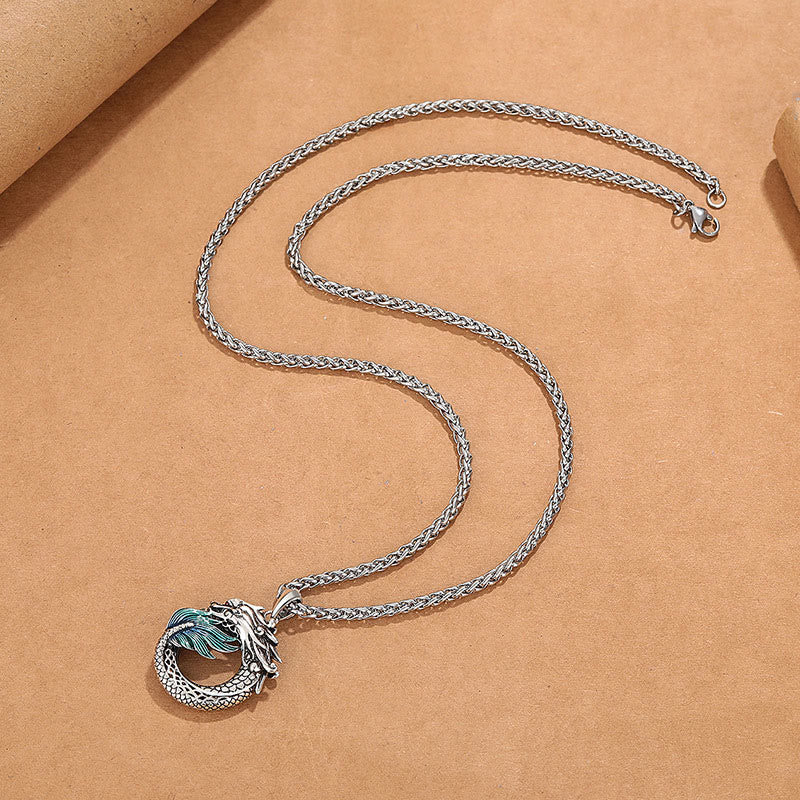 Tibetische Kupfer-Halskette mit Drachenstärke, 60 cm, Unisex