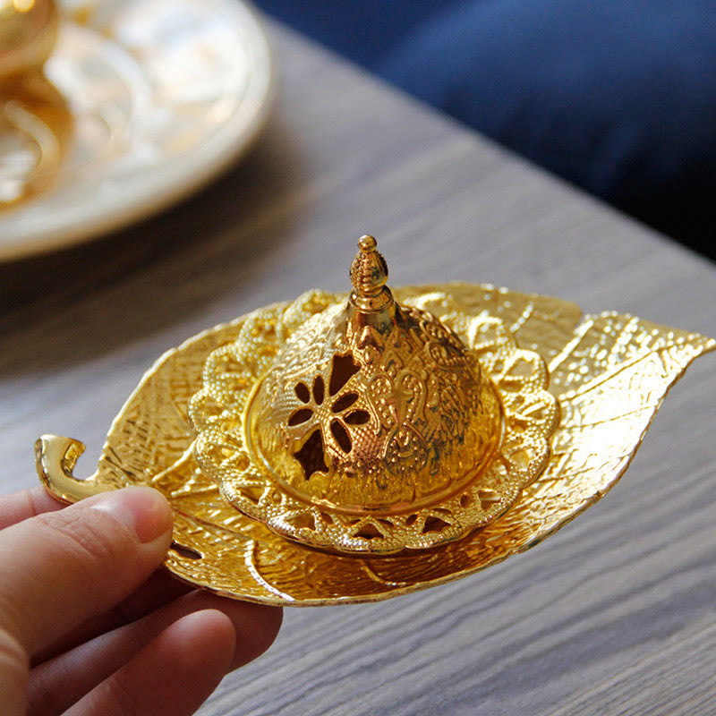 Tibetischer Räucherbrenner mit Blattgold | Mini-Meditationsuntersetzer