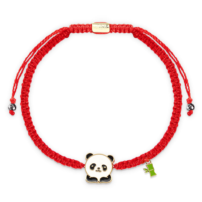 Tibetisches handgemachtes Panda-Bambus-Glücksarmband mit roter Schnur