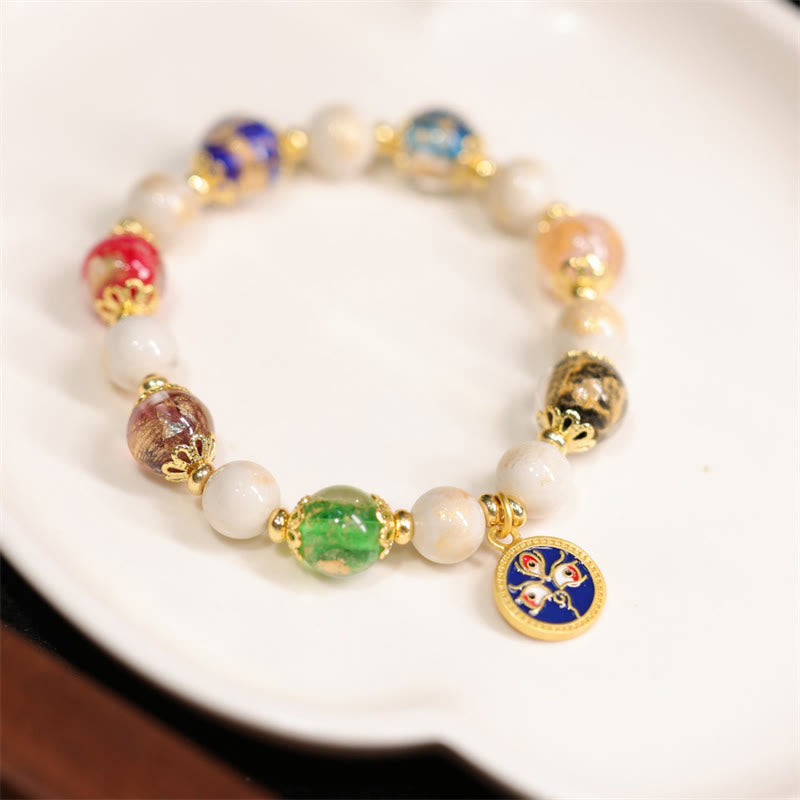 Tibetisches Liuli-Charm-Armband aus Glas und Porzellan für Reichtum