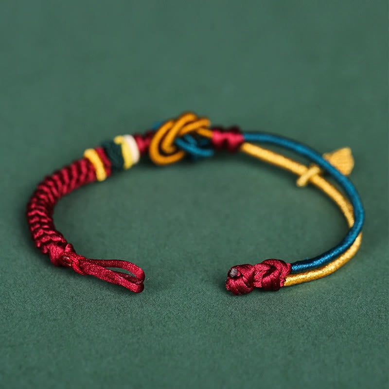 Tibetisches Mandala-Knoten-Glücksblatt-Armband mit roter Schnur