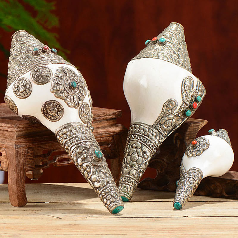 Tibetische natürliche Shankha-Muschelmuschel-Drachendekoration