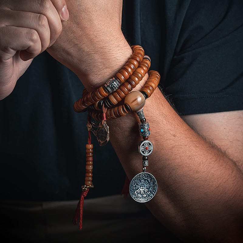 Tibetisches Yak-Knochen-Mala-Armband mit 108 Perlen