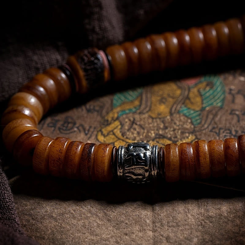 Tibetisches Yak-Knochen-Mala-Armband mit 108 Perlen