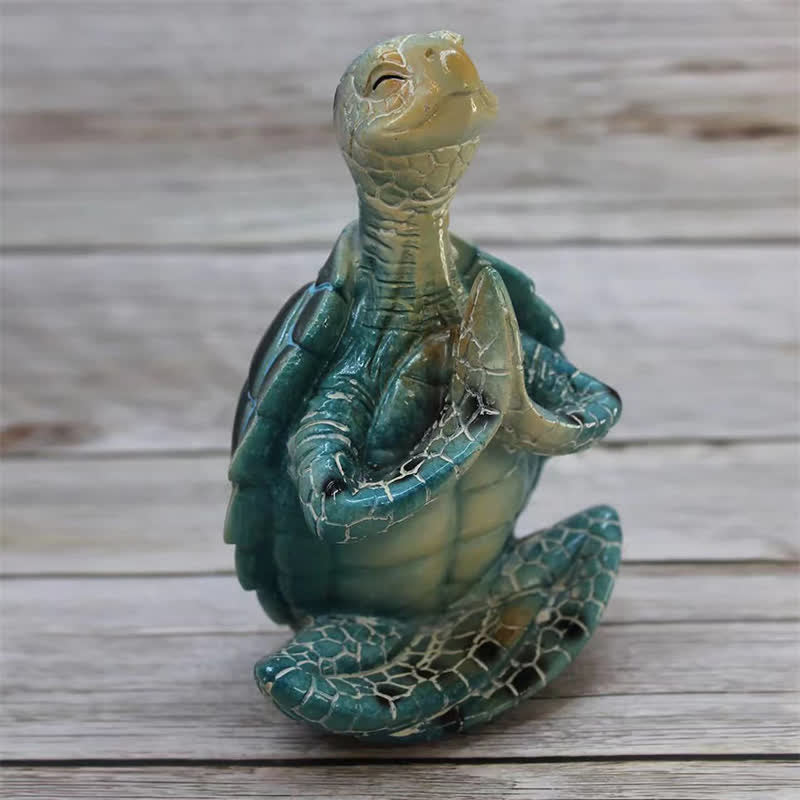 Tibetische Yoga-Meditations-Schildkröte-Statue aus Kunstharz für Weisheit