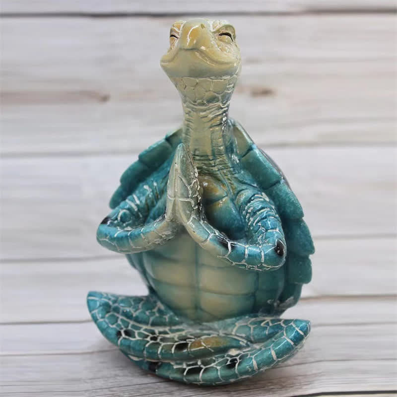 Tibetische Yoga-Meditations-Schildkröte-Statue aus Kunstharz für Weisheit
