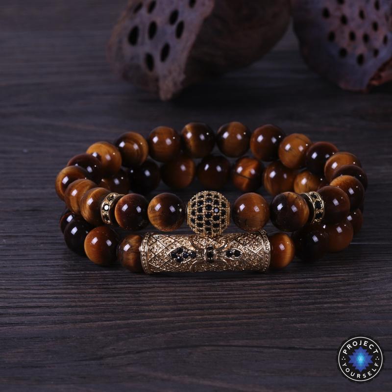 Armbänder aus Tigerauge und schwarzem Achat