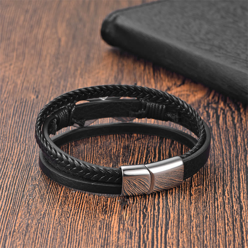 Lotusarmband aus Titanstahl und Leder mit Unendlichkeitssymbol, ruhiges Gleichgewicht