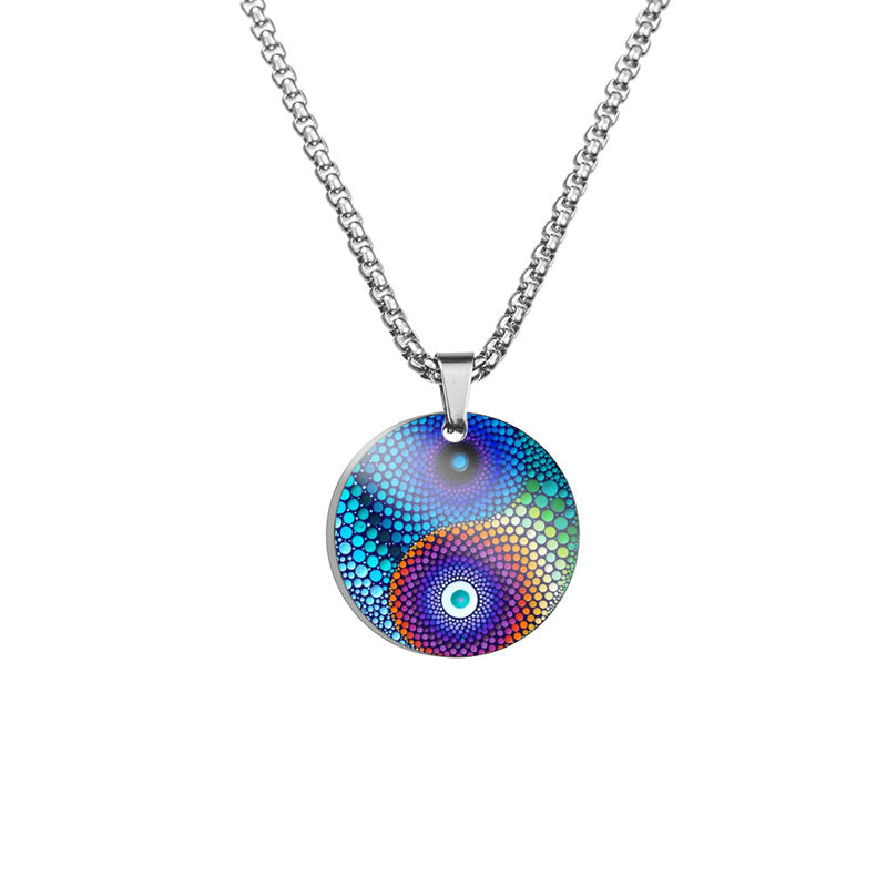 Titanstahl Yin Yang Koi Fisch Harmonie Halskette
