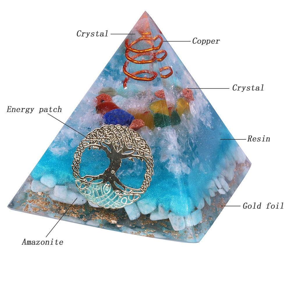 Baum des Lebens Amazonit 7 Chakra Orgon Pyramide