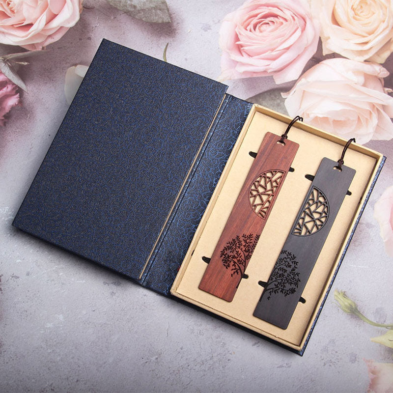 Lesezeichen „Der Lebensbaum“ aus Ebenholz und rotem Sandelholz