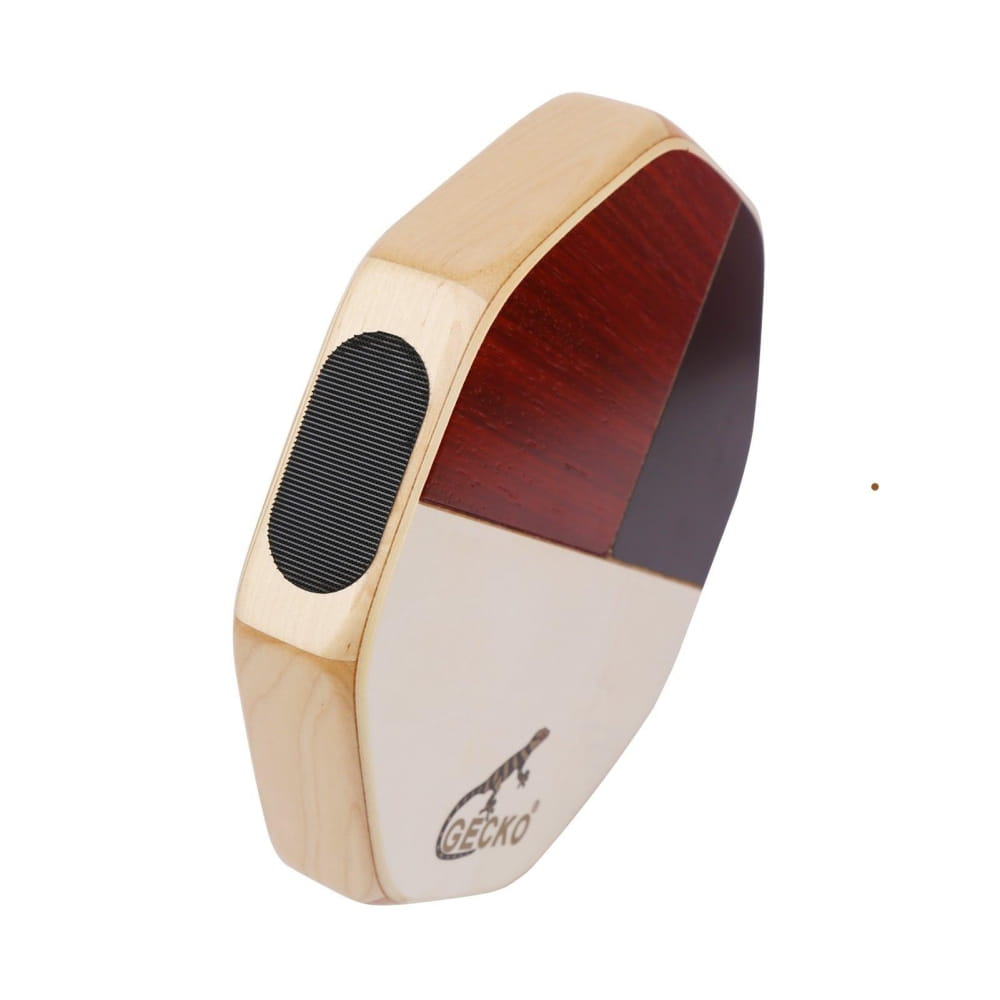 Cream and burgundy electronic device with black mesh speaker panel for Tricolor Cajon Drum