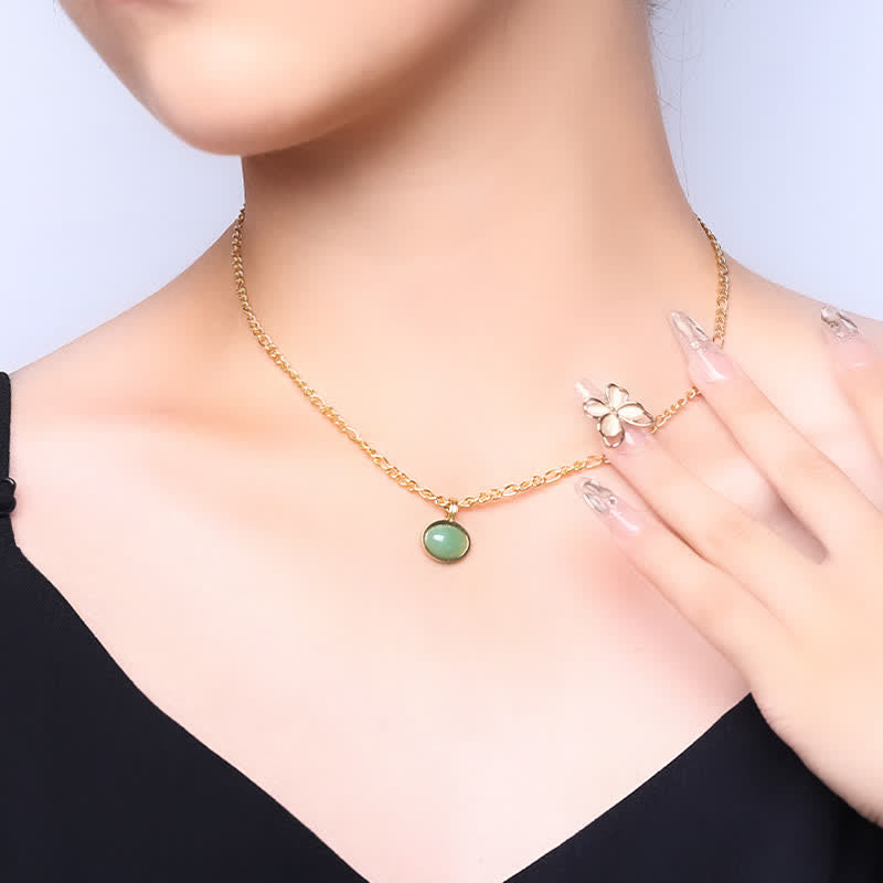 Türkisfarbener ovaler Kraft-Halskettenanhänger aus Titanstahl