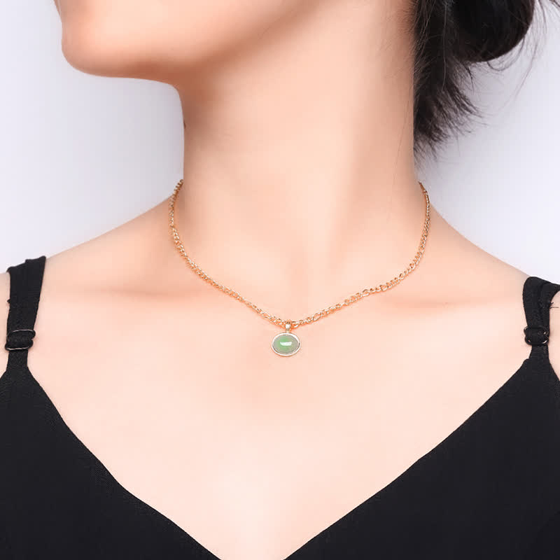 Türkisfarbener ovaler Kraft-Halskettenanhänger aus Titanstahl