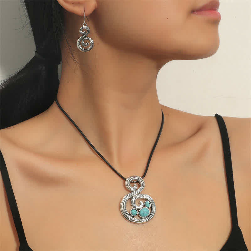 Türkisfarbene Schutzkette mit Kraftschnitzerei, 45 cm, Unisex