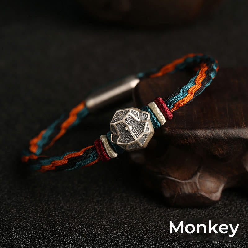 Unisex Chinesisches Sternzeichen Reinkarnationsknotenarmband | Sterlingsilber