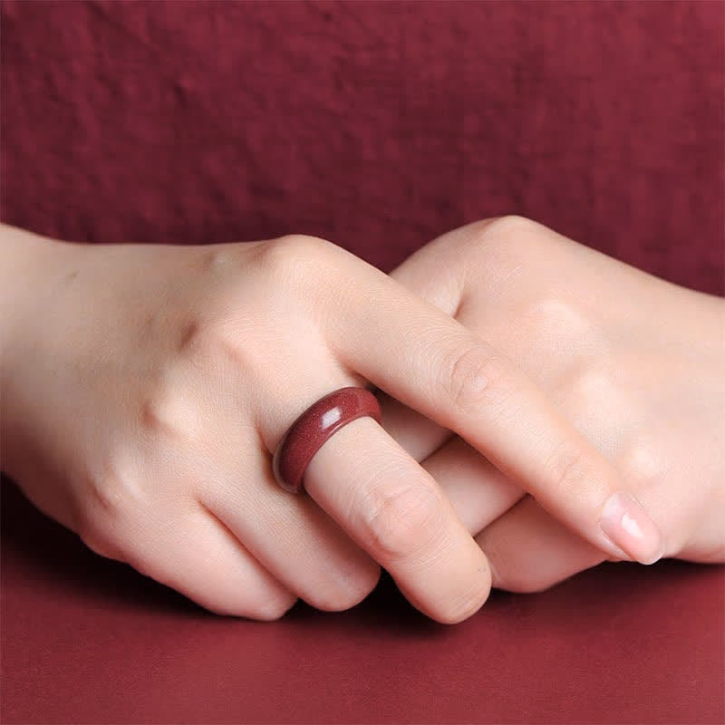 Unisex-Segnungsring aus Zinnober mit Om Mani Padme Hum, 17–22 mm
