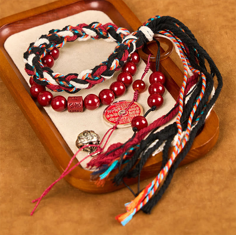 Unisex-Zinnoberarmband mit tibetischer roter Seilquaste