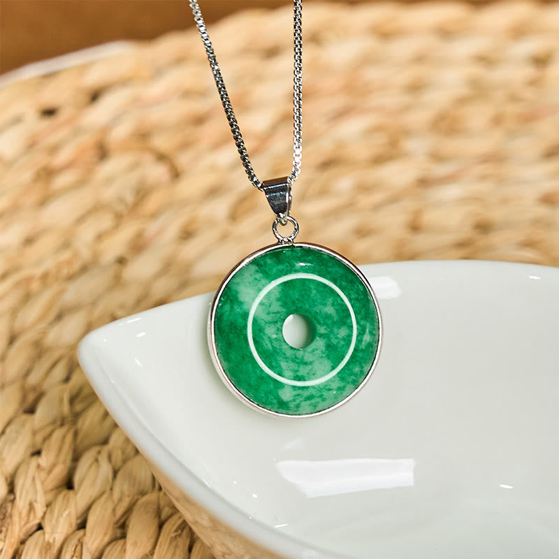 Unisex-Halskette mit Peace-Schnalle aus Cyan-Jade für Heilung und Glück