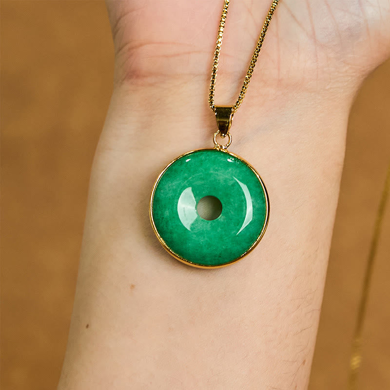 Unisex-Halskette mit Peace-Schnalle aus Cyan-Jade für Heilung und Glück