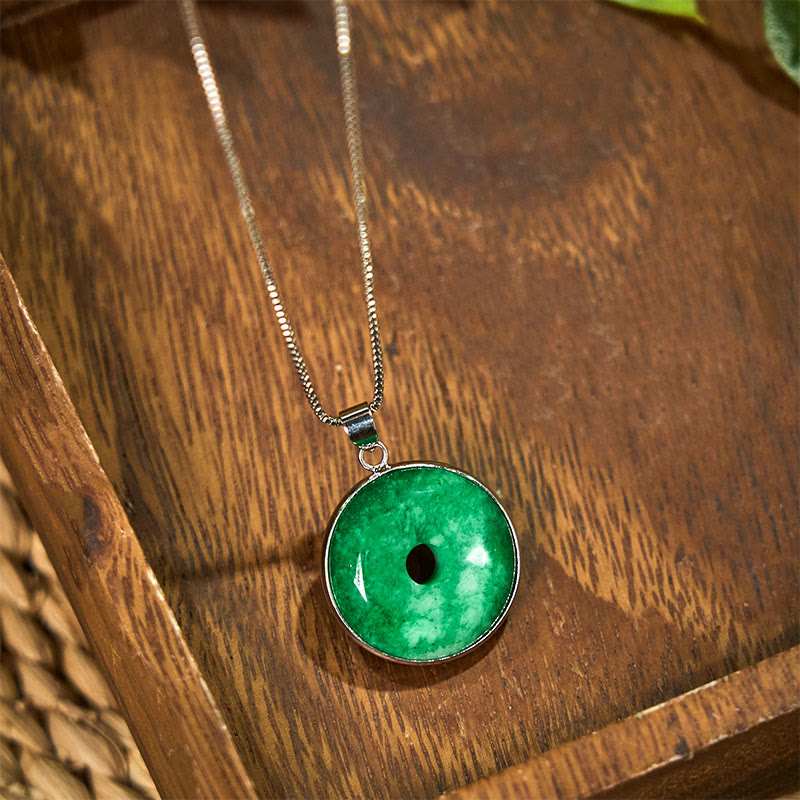 Unisex-Halskette mit Peace-Schnalle aus Cyan-Jade für Heilung und Glück