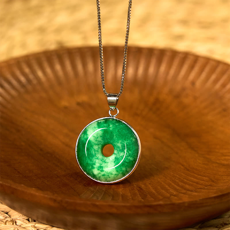 Unisex-Halskette mit Peace-Schnalle aus Cyan-Jade für Heilung und Glück