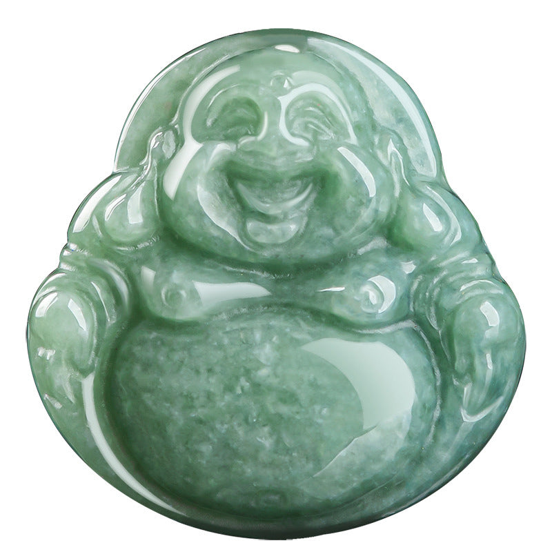 Unisex-Erfolgskette aus Cyan-Jade mit Buddha-Symbol-Anhänger
