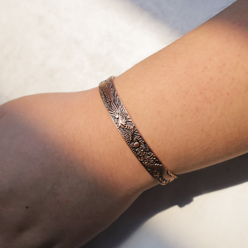 Unisex-Armband aus Kupfer mit Drachen- und Phönix-Motiv zum Schutz