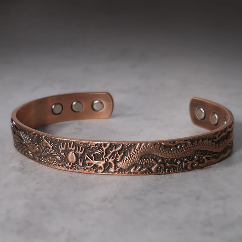 Unisex-Armband aus Kupfer mit Drachen- und Phönix-Motiv zum Schutz