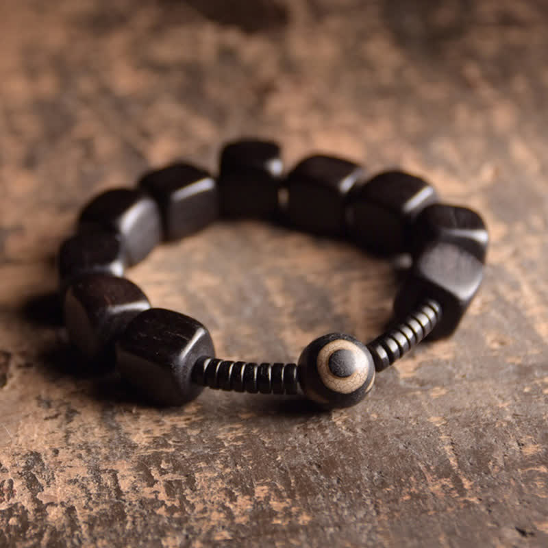 Unisex Ebenholz Dzi Perle spirituelles Armband für Stärke