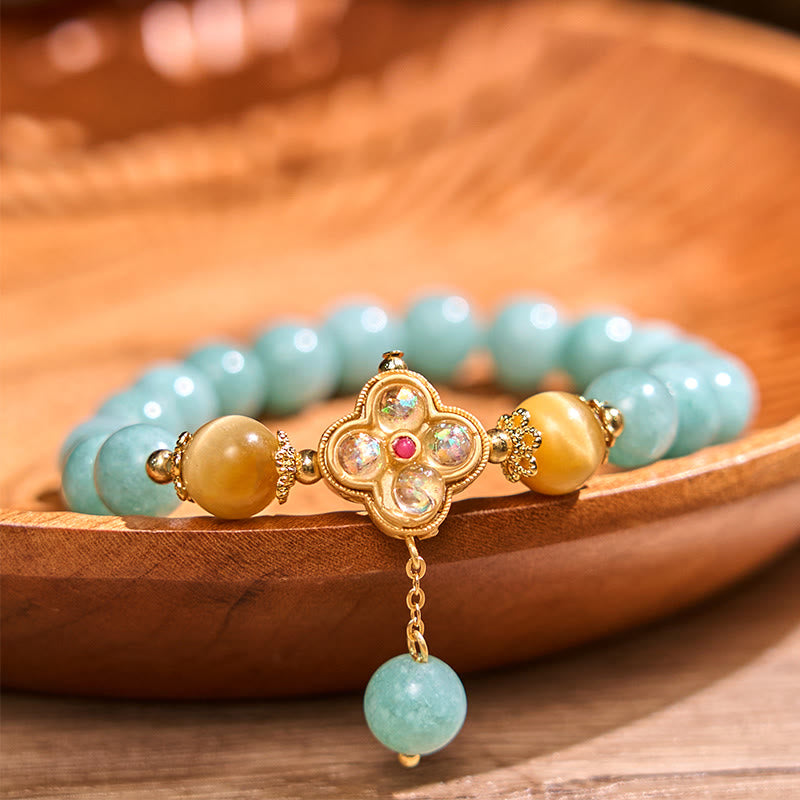 Unisex-Jade-Gelb-Tigerauge-Wohlstandsarmband 14–16 cm