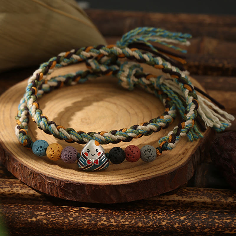 Unisex Lava Rock Fu Charakter Glück geflochtenes Armband
