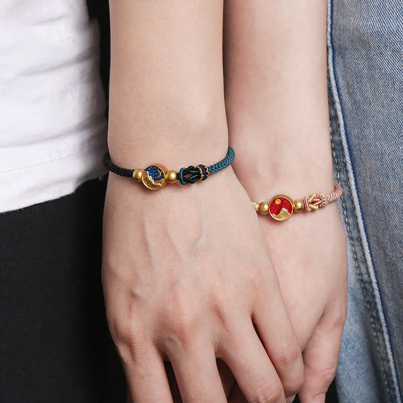 Spirituelles Unisex-Armband aus Kupfer mit Berg- und Meeresmotiv