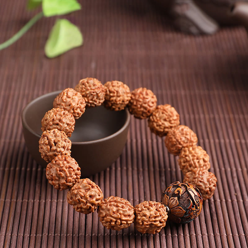 Unisex-Pixiu-Armband mit Reichtum und Glück, mit Rudraksha-Bodhi-Samen