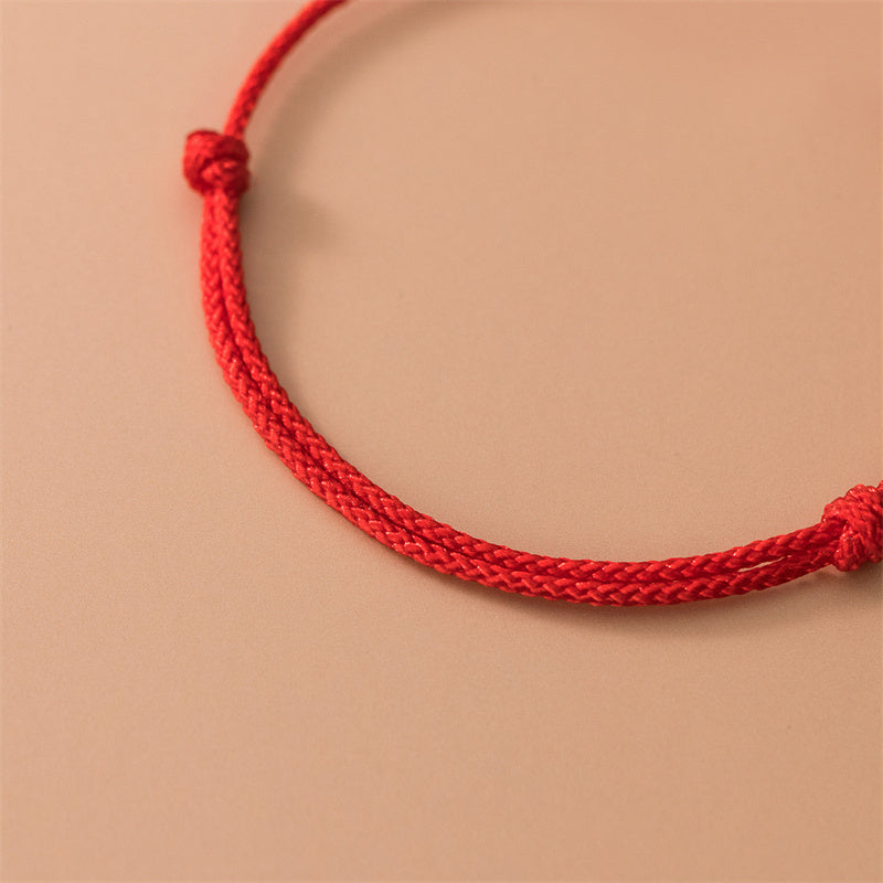 Unisex-Armband mit vierblättrigem Kleeblatt, 925er Silber, rote Schnur