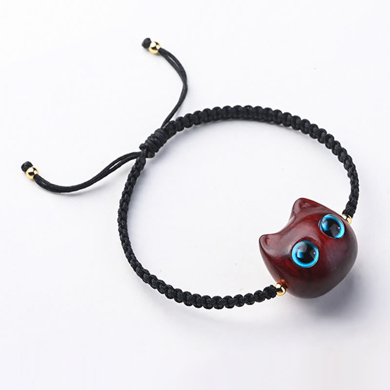 Unisex-Armband mit kleinem Blatt aus rotem Sandelholz und Ebenholz, beruhigender Schutz