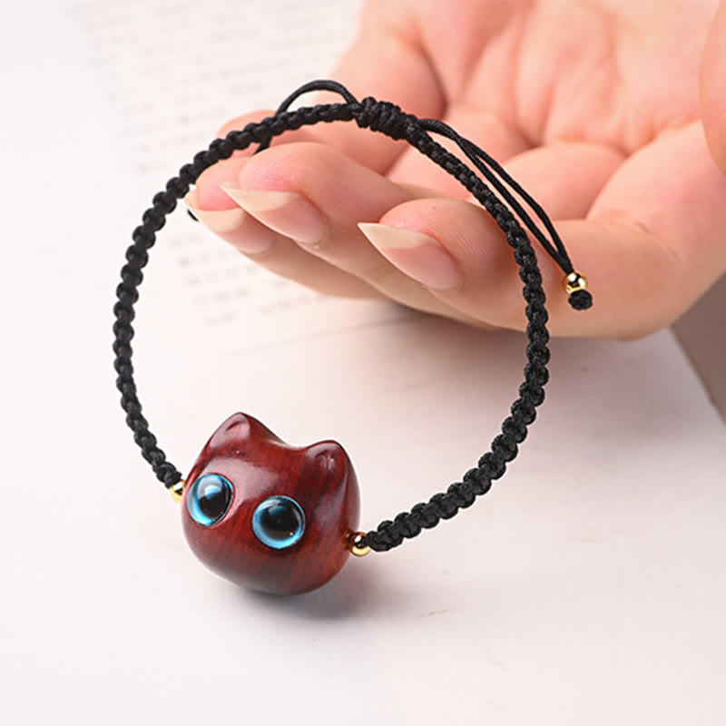 Unisex-Armband mit kleinem Blatt aus rotem Sandelholz und Ebenholz, beruhigender Schutz
